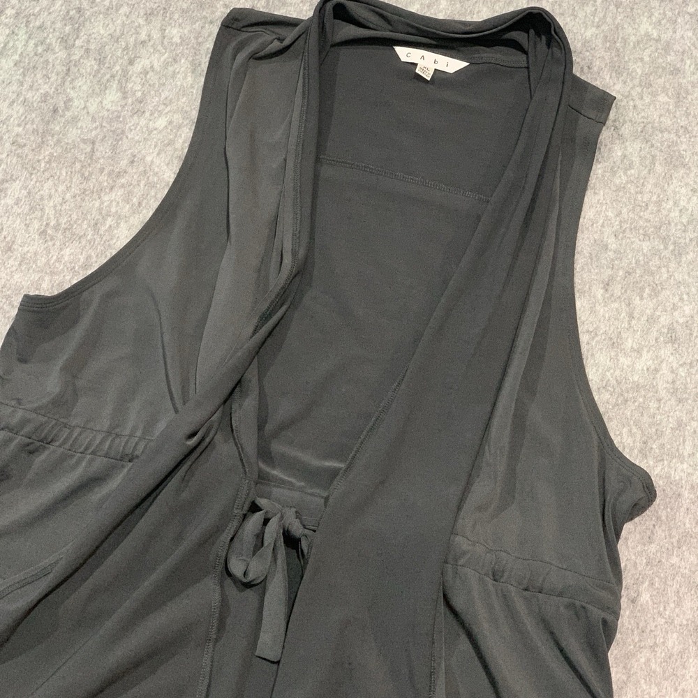 Cabi Women's Draped Tie Waist Gray Vest Front Pockets - Size XL - Picture 5 of 10